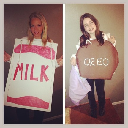 Milk and cookies were easier than peas and carrots. #Halloween